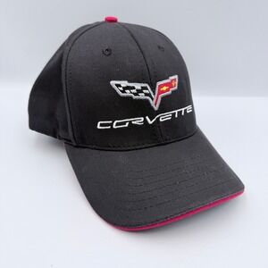 Chevrolet Corvette C6 Racing Hat Black Red Embroidered Adjustable Baseball Cap